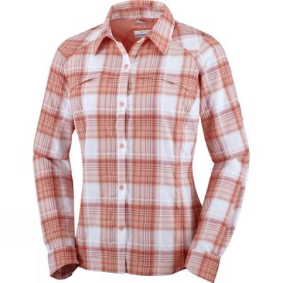 Camisa Columbia Silver Ridge Plaid Manga Larga Mujer - Coral - Chile IHV731496